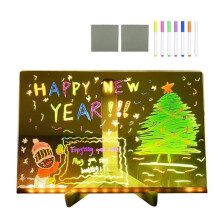 Acrylic LED Luminous Draw Board Toy LED Note Board for Kids Gift for Scratch Adjustable Erasable Letter Message Board