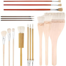 16Pcs Glaze Brushes for Pottery Different Shapes Pottery Glaze Brushes for Acrylic Watercolor Oil and More for Beginners