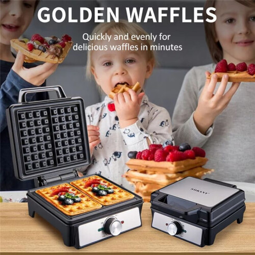 WaffleMaker Single Plate Two-Slice Bread Maker,Double-Sided Heating,Non-Stick Design,Suitable for Family Restaurant (EU) 1