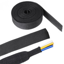 2-in-1 Krimpkous van Gevlochten Stof - Perfecte Pasvorm voor Slangen/Kabels/Draden met Onregelmatige Vormen van 1/2 Inch (12 mm)
