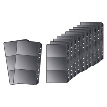 12 pochettes de classeur noires A6 en PVC, pochettes à fermeture éclair, réutilisables, 3 compartiments