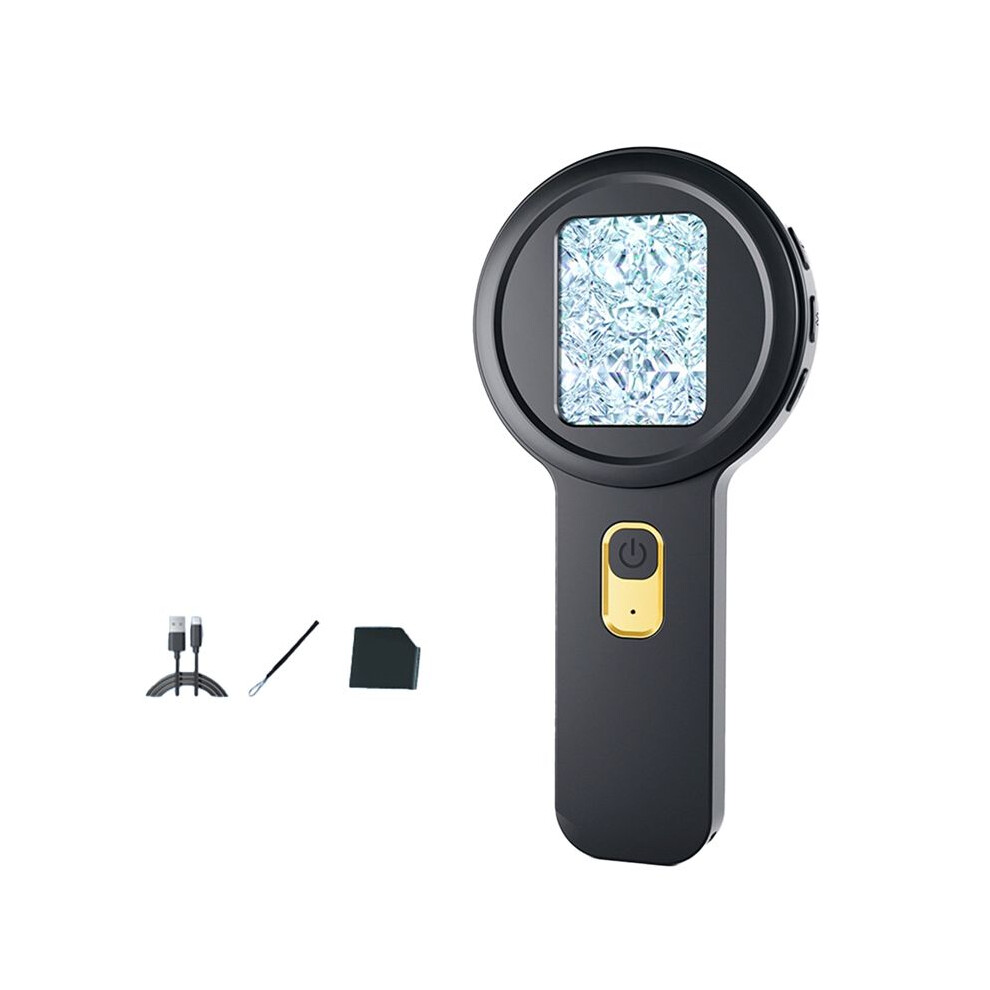Type-C Handheld Digital High-Definition Microscope Jewelry Magnifying Glass for Identification Maintenance Black