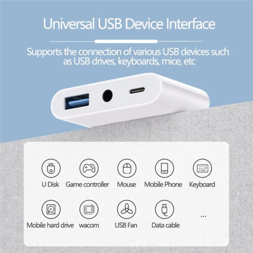 For  Interfaceg/Type C to USB 3.0/3.5mm/Type C OTG Adapter 3.5mm Audio Jack Splitter for / with Charging 2