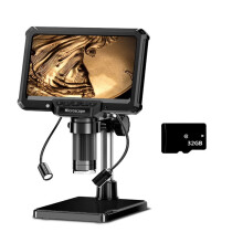7inch HD Video Microscope with Lights for PCB Repair, Coins, Plants Coin Collection Supplies A