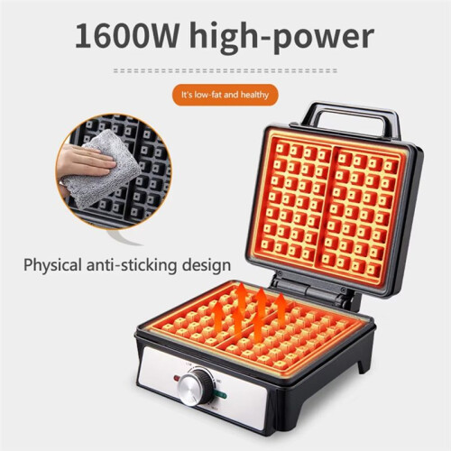 WaffleMaker Single Plate Two-Slice Bread Maker,Double-Sided Heating,Non-Stick Design,Suitable for Family Restaurant (UK)
