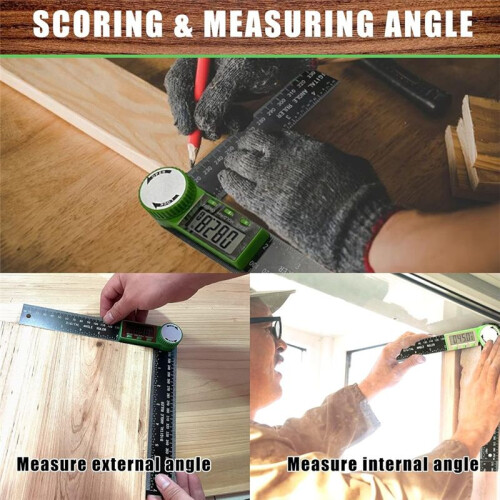 Angle Finder Protractor, 2-in-1 Miter Saw Protractor, 200mm ABS Angle Ruler, High Accuracy Miter Angle Measuring Tool 2
