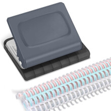 10 Hole Punch Binding Machine for Planners, with 10 Multi-Color Binder Rings, 30 Holes A4, 20 Holes A5 Grey