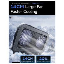 New V21 14cm Dual Fans Laptop Cooler 14In-17.3In Lighting Adjustable Foldable Laptop Cooler Pad Cooler Pad LED Light Fan