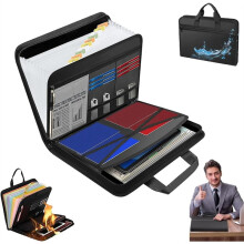 File Folder, Large Capacity A4 Fireproof File Folder with Handle, Waterproof Foldable Accordion Document Storage Bag