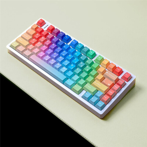 Gradient Rainbow Keycaps PBT  Keycap for Mechanical Keyboard Shine Through Side,Spanish Double Engraving 2