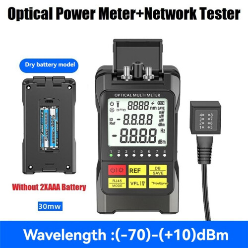 Fiber Optic Optical Power Meter RJ45 Tester -70-+10dbm Optical Multimeter Network Attenuation Tester 30mW 1