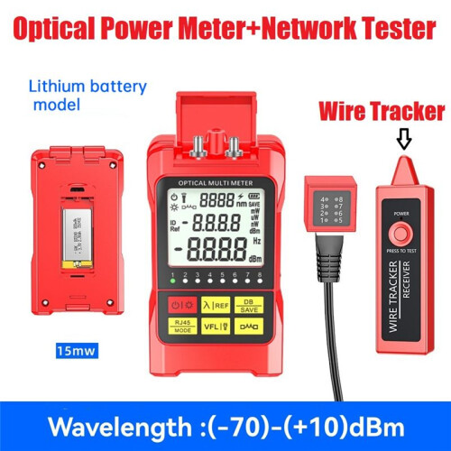 Fiber Optic Optical Power Meter 15mW RJ45 Tester+Wire Tracker -70-+10dbm Optical Multimeter Network Attenuation Tester 2