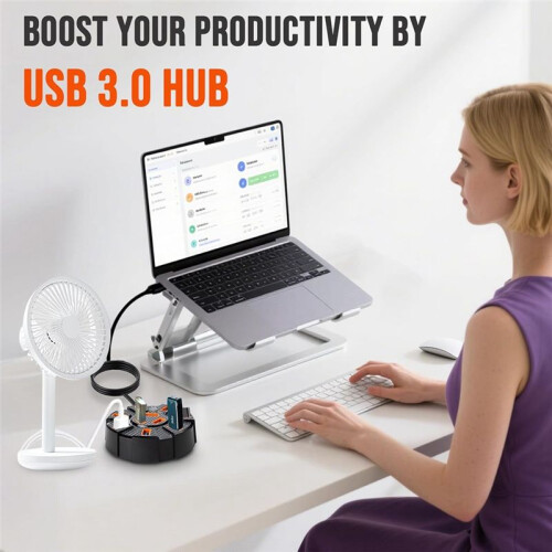 10  USB Hub Multiport USB 3.0 Hub Splitter, USB Adapter Extender for Laptop, Desktop, PC, Car, Game Console 1