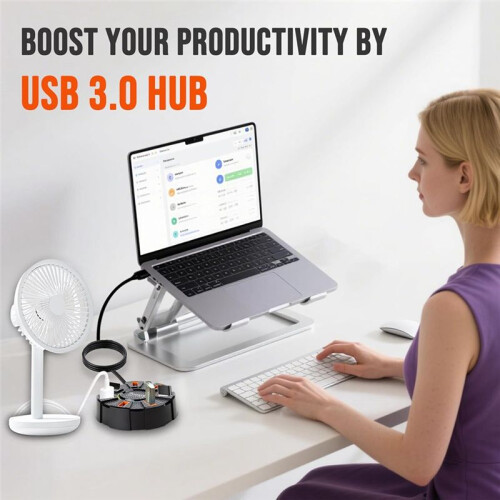 7  USB Hub Multiport USB 3.0 Hub Splitter, USB Adapter Extender for Laptop, Desktop, PC, Car, Game Console 2