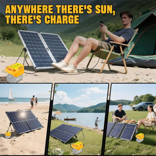 Solar Charger Adapter for  20V/60V Battery,Portable,Outdoor Work,Camping 2