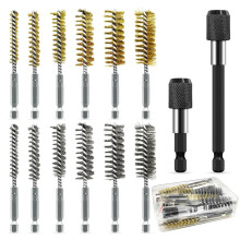 14-Piece Bore Brush Set 1/4" Hex Shank with Extension Bar for Power Drills,Impact Drivers,Grinders (8/10/12/15/17/19 mm)