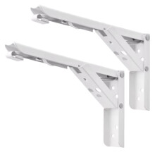 8 Inch Heavy Duty Stainless Steel Folding Shelf Brackets, Wall Mounted Collapsible Bracket for DIY Space - 2pc White