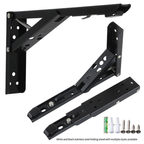 8 Inch Heavy Duty Stainless Steel Folding Shelf Brackets, Wall Mounted Collapsible Bracket for DIY Space - 2pc White 2