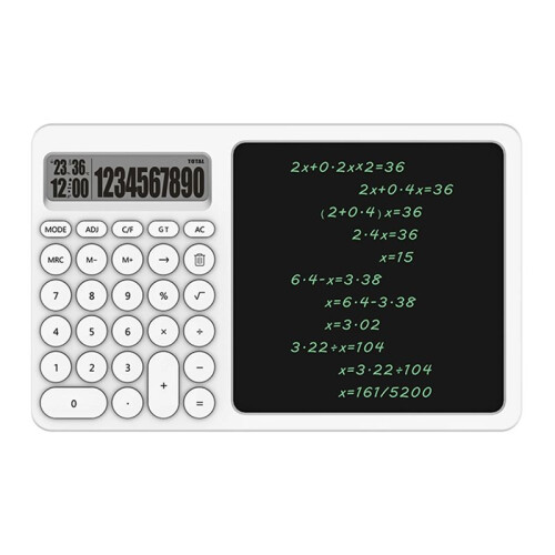 Calculatrice à 10 Chiffres avec Écran LCD et Bloc-Notes Effaçable pour Bureau et École