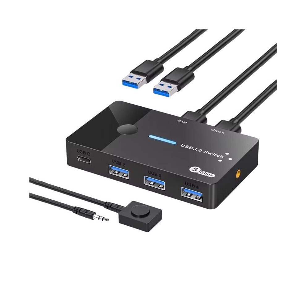 Usb3.0 2 In 4 Out Kvm Laptop Host Sharing Usb3.0 To Type-C Device Shared Mouse Keyboard And Printer 4712087279731