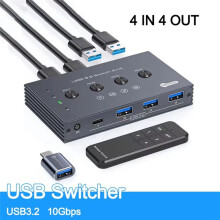USB3.2-Umschalter KVM- Shared Controller Adapter 10 Gbit/S Rate Passend für Computer Laptop Maus Tastatur Share 4 USB-Anschlüsse