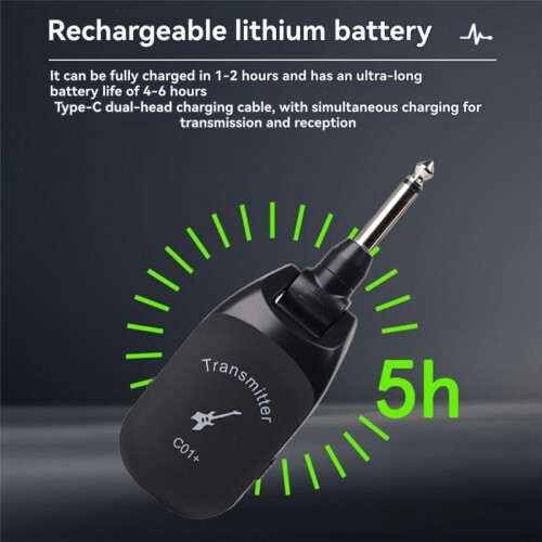 C01+ Guitar Wireless System Audio Transmitter Receiver Pickup Rechargeable Wireless System for Electric Guitar 1