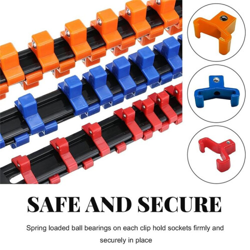 3 PCS Double Sided Socket Organizer,1/2in 3/8in 1/4in ABS Drive Socket Rail Holder Set,Premium Quality Socket Holder Kit 2