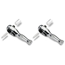 2 Pcs 1/4inch 72-Tooth Stubby Ratchet Wrench Socket and Drill Driver with Chrome Finish, Industrial-Grade DIY Handle