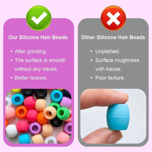 Perline per Capelli In Silicone per Bambine, Perline per Trecce, Perline per Capelli per Trecce, Perline Morbide Colorate, Sfuse 2