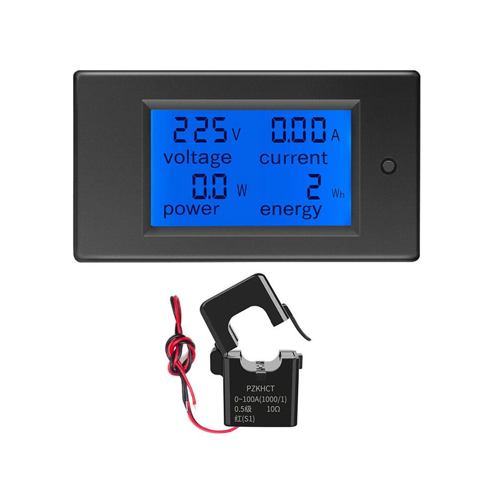 Photos - Other Electrical Equipment Digital Power Meter 32A 100A 22000W AC Voltage Current Watt KWh Monitor LCD Display Overload Alarm with Split CT