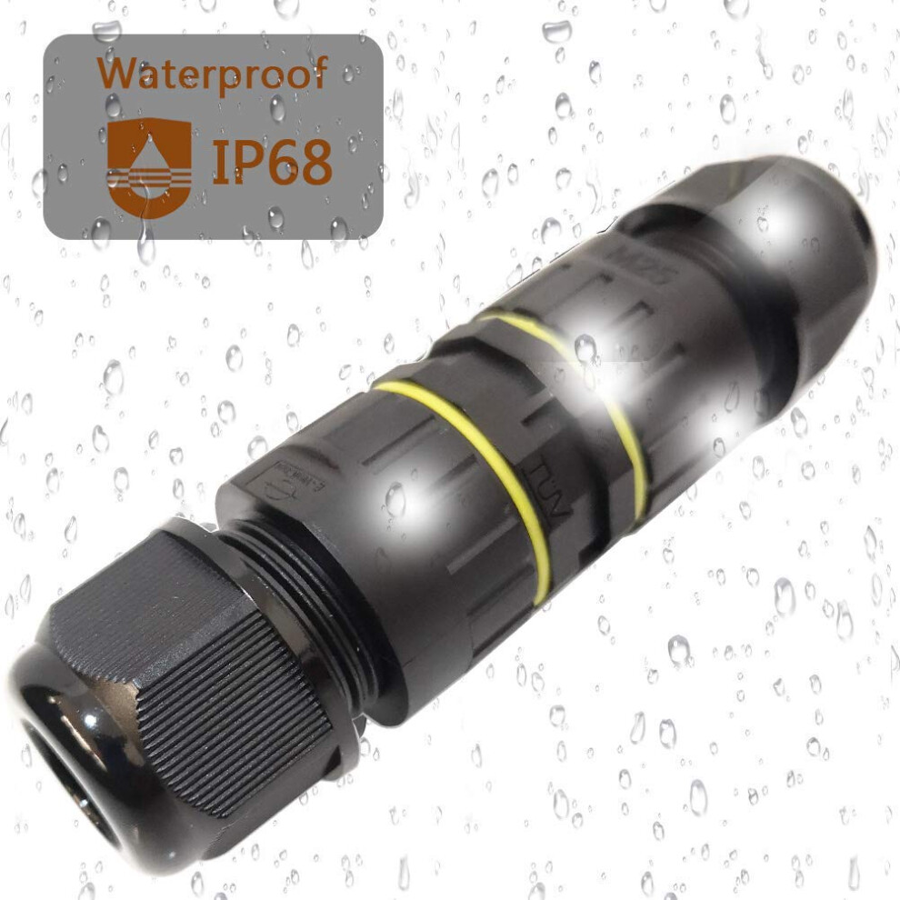 Versatile Junction Box Connector, Outdoor Electrical Ip68 Waterproof M25-3P (9-12Mm) Cable Range, Superior Waterproofing For Indoor Garden & Outdoor 9169997113405