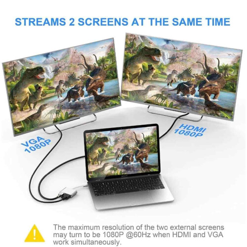 Μετατροπέας USB C σε HDMI VGA Συμβατός με Thunderbolt3, Προσαρμογέας USB C με παροχή ρεύματος 1