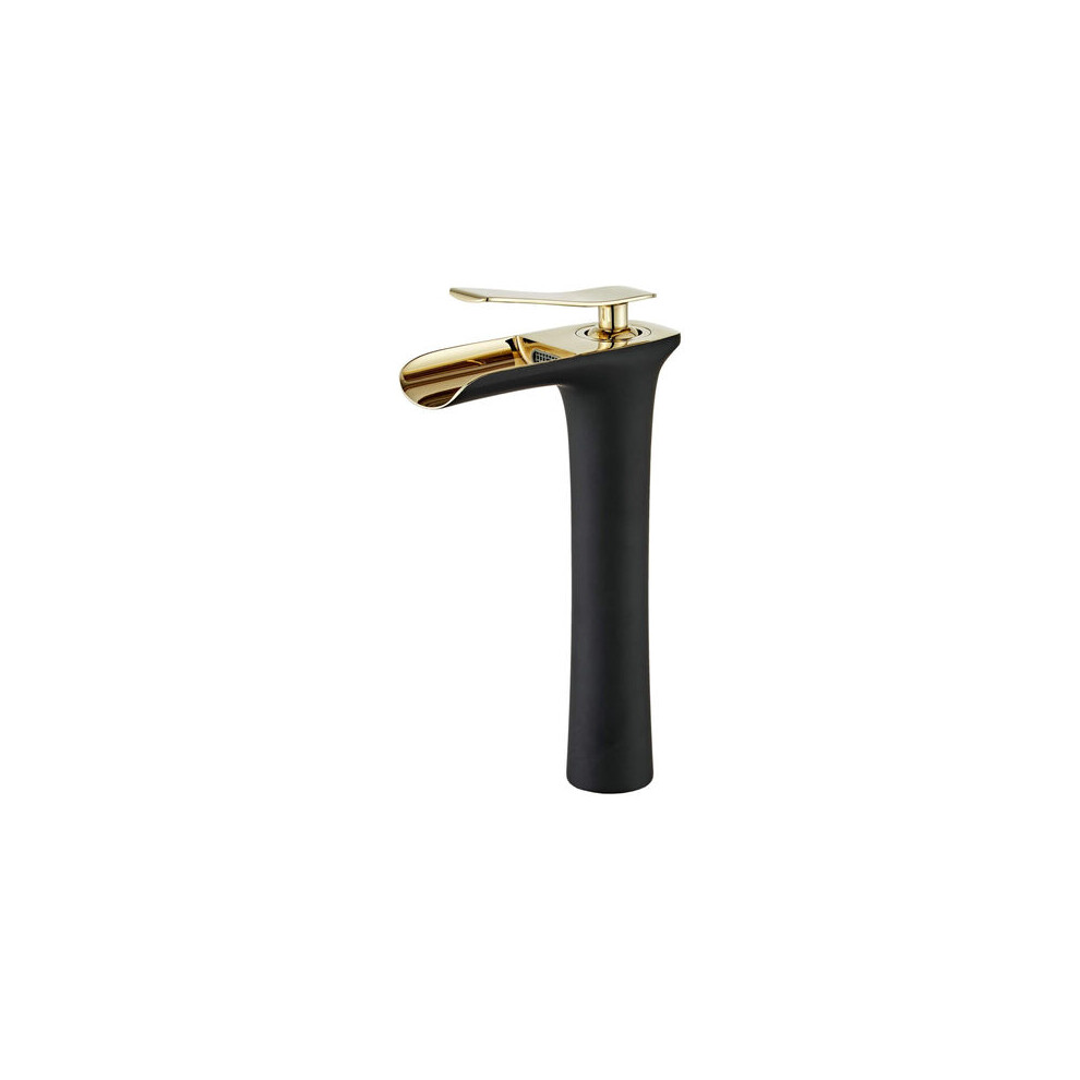 Wear-Proof Waterfall Bathroom Faucet, Anti-Scratch Matte Black Finish Solid Brass Construction Faucet For Modern Sink, Adjustable Temperature Control 9405630224320