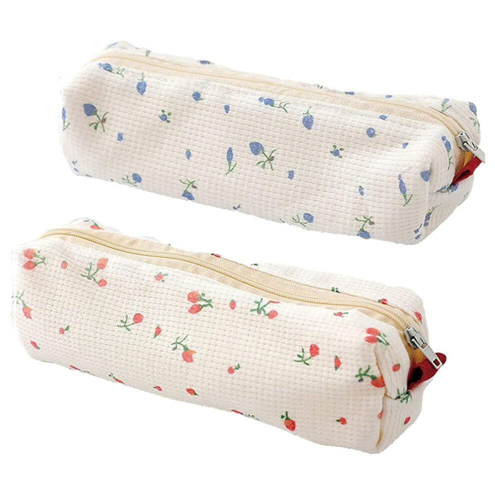 Smooth Zipper Pencil Case, Stationery Organizer For Students And Artists, With Cute Design And Multi-purpose Bag Functionality, 2PCS