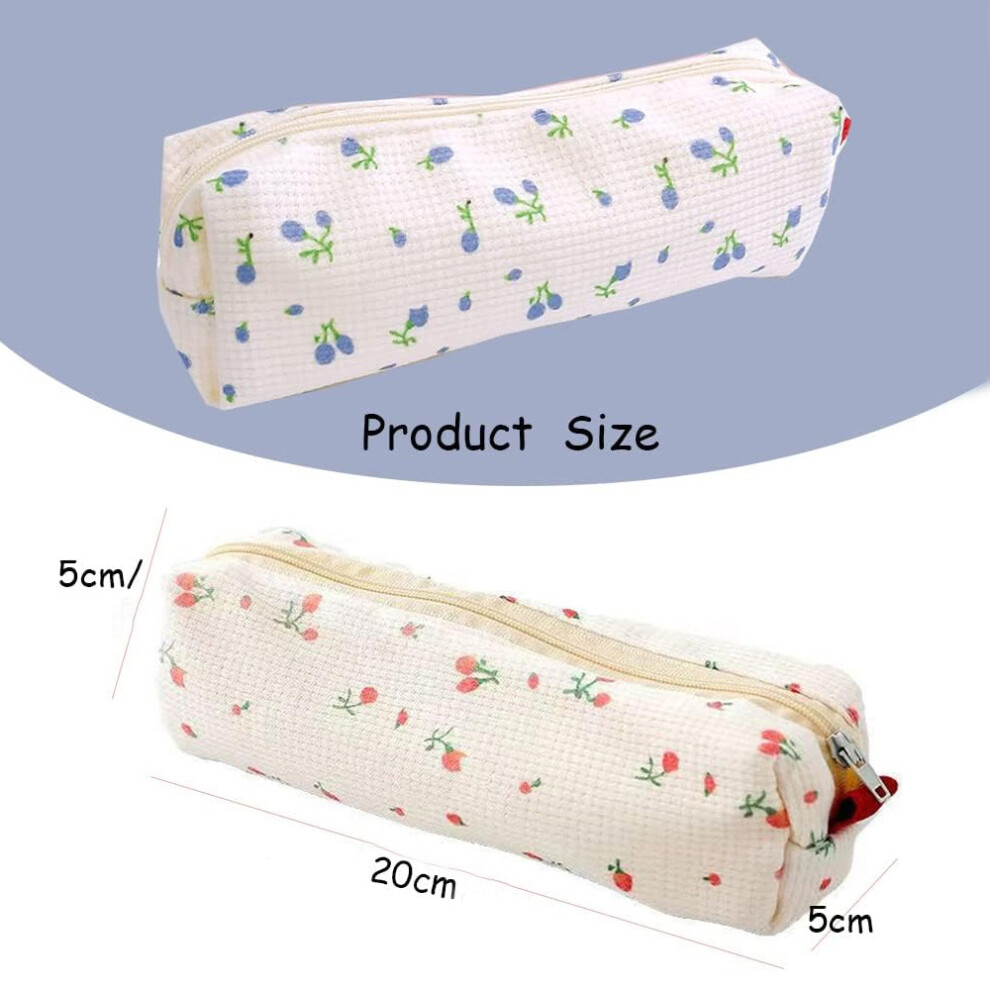 Floral Pencil Case, Portable Storage Solution for Women's Desk Essentials, Cotton Material with Smooth Zipper Closure, Perfect for Cosmetics and Art