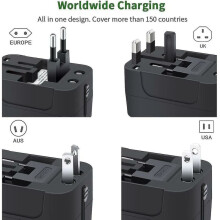 Reisgenoot, verfijnde alles-in-één universele opladeradapter met dubbele USB-poorten, geavanceerde technologie voor het opladen van meerdere