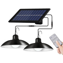 Luminária solar pendente para ambientes internos e externos, com controle remoto liga/desliga manual, classificação IP65 de resistência à água,