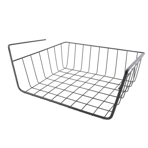 Multipurpose Under Shelf Wire Basket Black Metal for Kitchen Office Desk 26cm 2