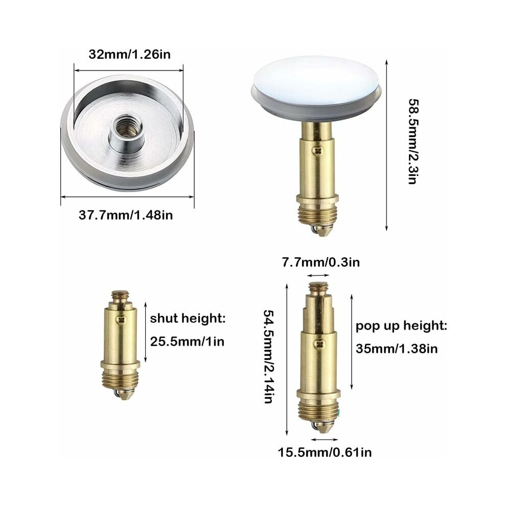 Bathroom Sink Stopper, High-Quality Brass Click Clack Drain Sturdy Rust-Proof For Kitchen And Bathroom Sinks, Spring Mechanism With Threaded Push Up 9169997114501