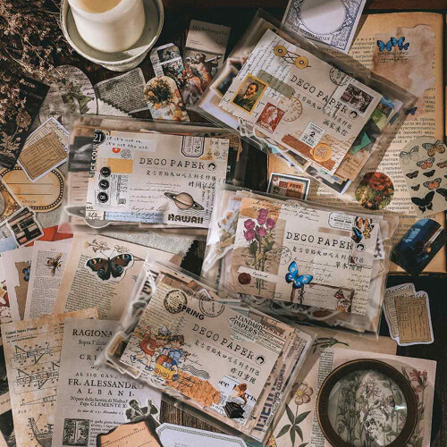 Σετ βοτανικών καρτ ποστάλ για scrapbooking, vintage πακέτο εφήμερων καρτών υψηλής