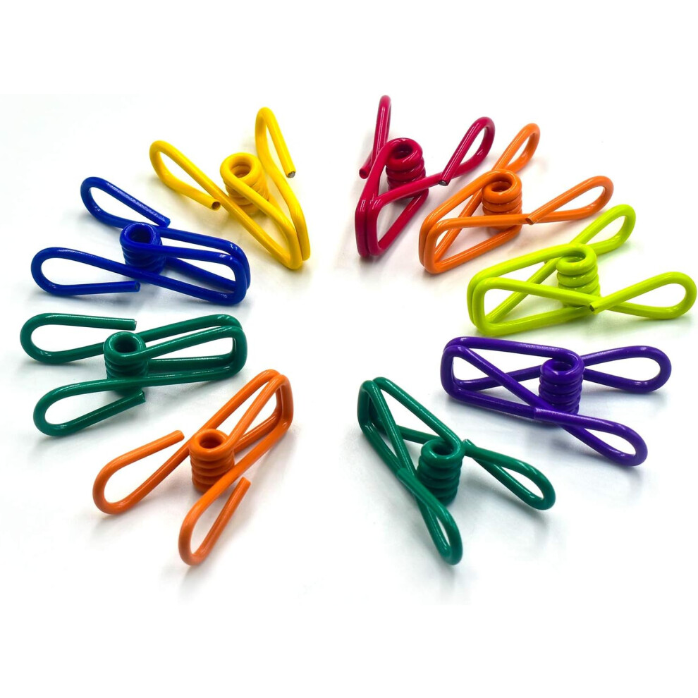 Reusable And Durable Pvc-Coated Steel For Multi-Purpose Use, Assorted Chip Bag Clips 2 Inch Colorful Sealer Utility Clips Windproof Clothespin Metal 9405630889055