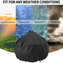 Round Grill Cover, Compatible Grill Cover for George Foreman Ggr50B Series, Waterproof Heavy Duty Barbecue Cover with Double Layer Bounded Edges,