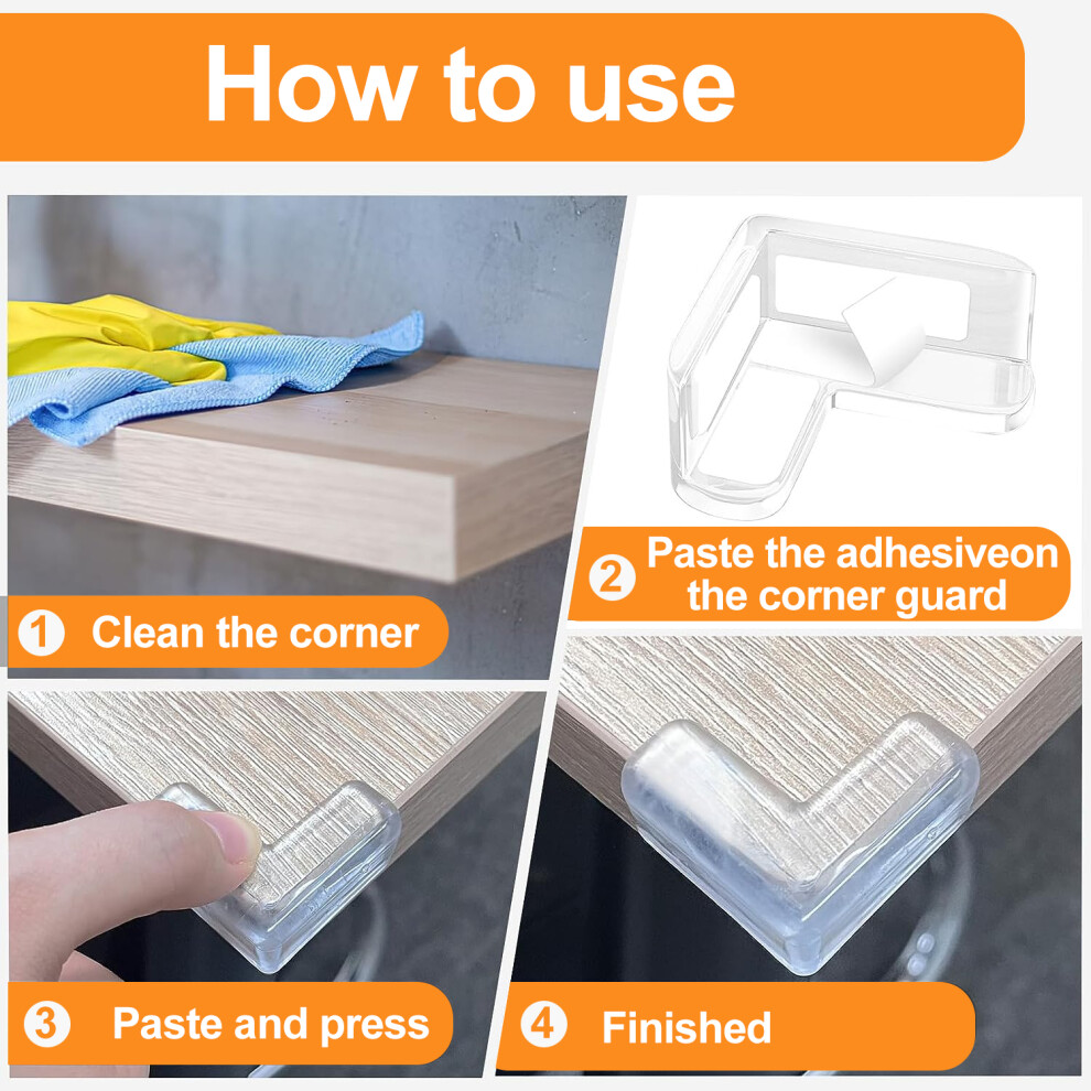Safety Corner Protectors for Furniture, Quality Silicone Material Corner Protection, Clear Design for Child Safety Against Sharp Corners