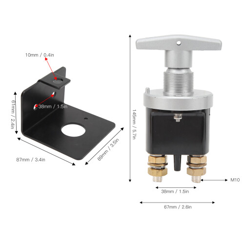 12V-48V 500A Battery Disconnect Switch with Lockout Plate, 10mm Stud 1