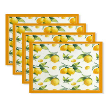 Cotton & Linen Placemats, Waterproof Fabric Non-Slip Decorative Table Mat for Weddings, Special Events (Pack of 4)