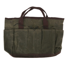 Sac de rangement robuste en toile cirée pour outils de jardin, avec poignée solide, 8 poches extérieures et double poignée.