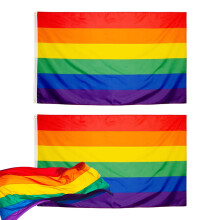 Banner essencial para decoração do Orgulho LGBTQIA+, em lona de poliéster com cores vibrantes do arco-íris, ilhós de latão para fácil