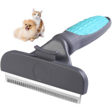 Escova para higiene de animais de estimação, cabo antiderrapante para uma higiene segura e eficiente, pente de aço inoxidável para animais de