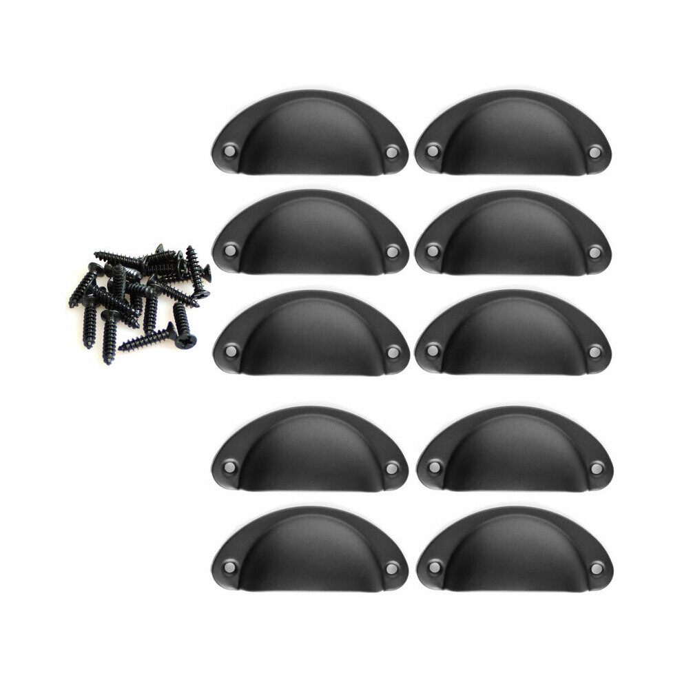 Solid Iron Shell Pulls, Spray Black Finish For Furniture Upgrade, Easy To Install, Durable Rust Resistant, Versatile Use On Cabinets, Drawers, And 9340959459223