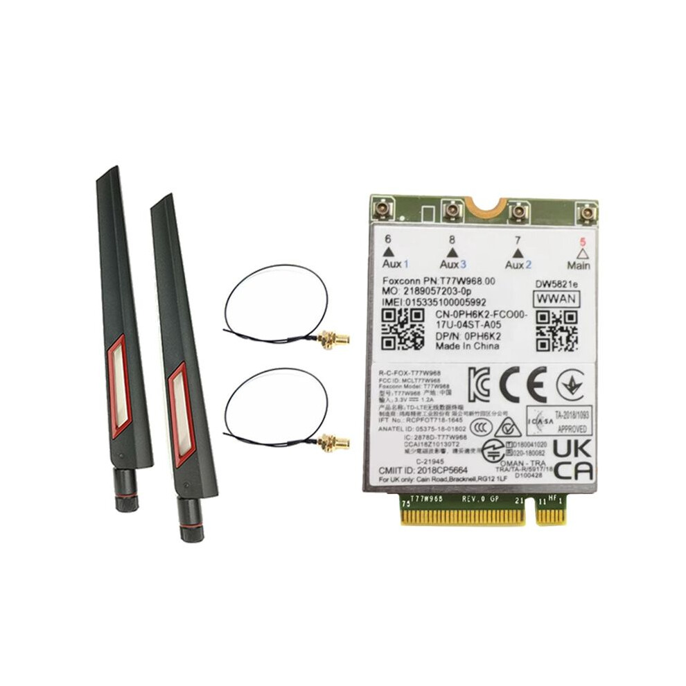 T77w968 Dw5821e X20 4G Lte Module Cat16 Gigabit 4G Wireless Card For 5420 5424 7424 7400 Laptop+2X10db Antennas 6032436663188